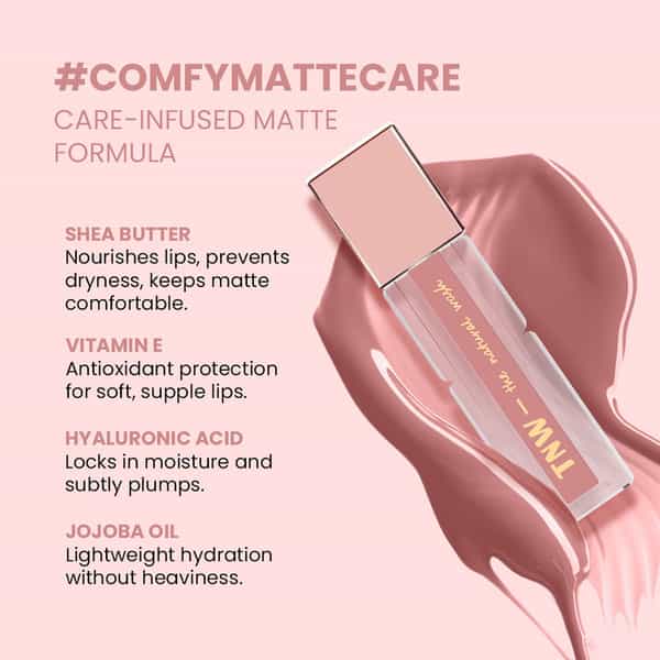 Tnw The Natural Wash Comfy Matte Liquid Lipstick 03 Perfect Scandal | Hydrating Matte 3 Ml