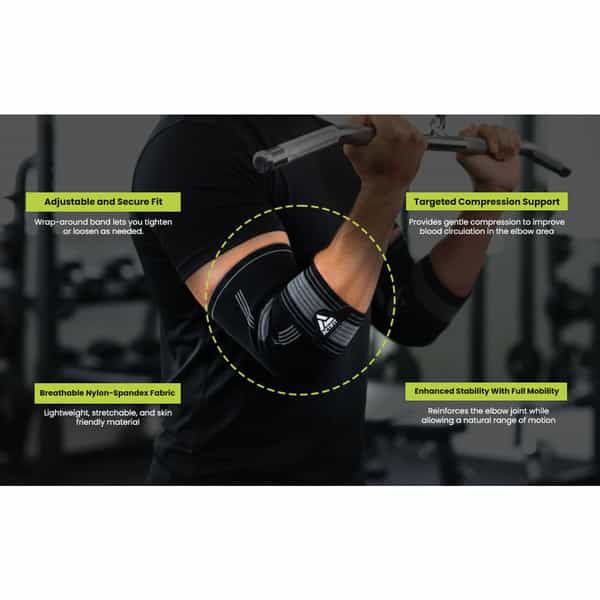 Actifit Elbow Support With Adjustable Band - Compression Brace For Pain Relief Sports & Gym - Size M