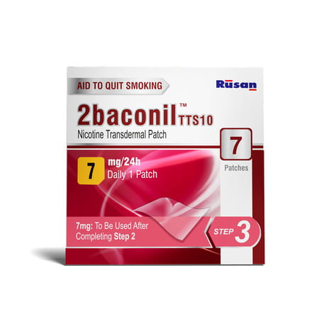 Rusan 2baconil Nicotine Patches | 3 Month Therapy Plan To Quit Smoking | Pack Of 8 (7mg) & 4 (21mg)