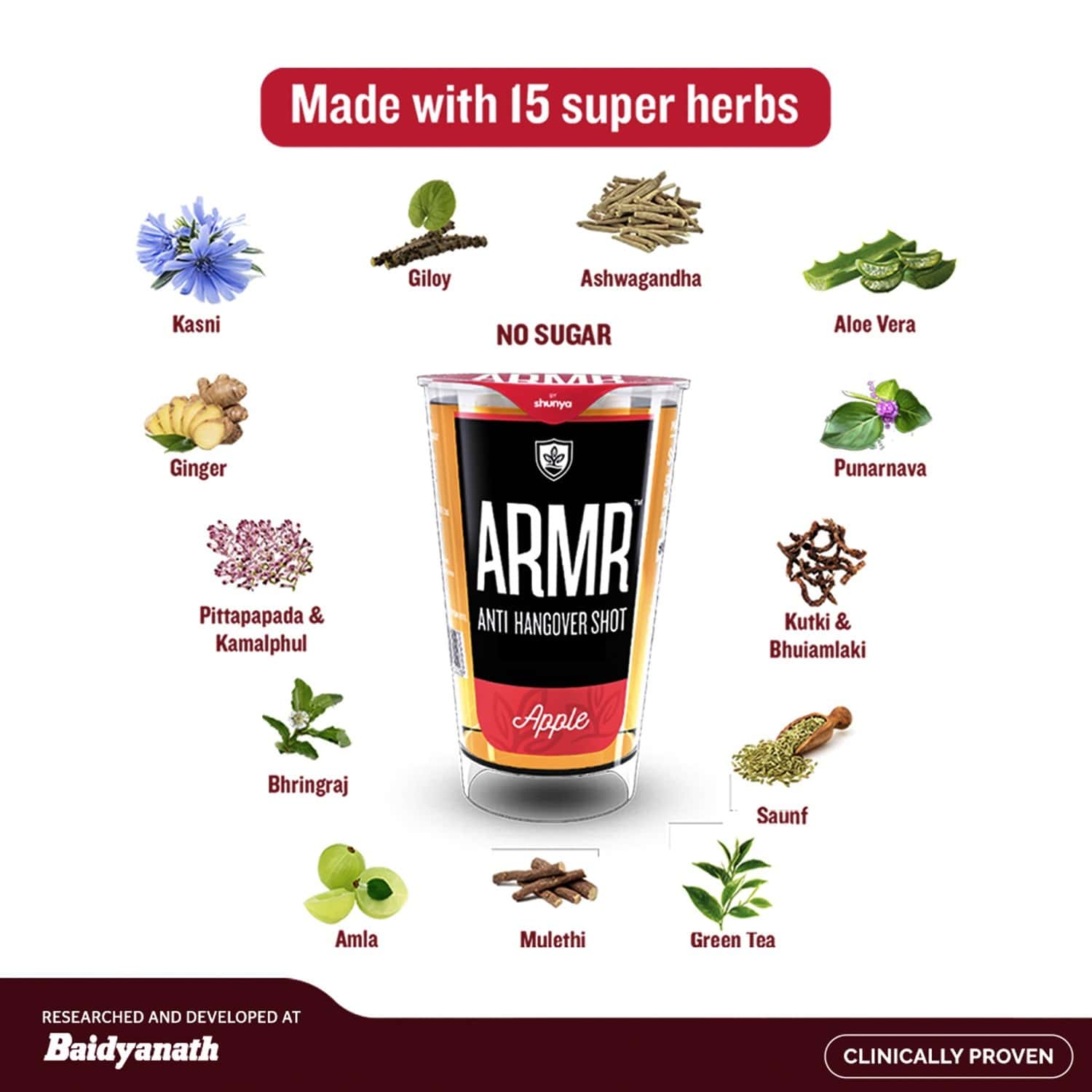 Buy ARMR ANTI HANGOVER SHOT APPLE READYTODRINK AYURVEDA SHOT