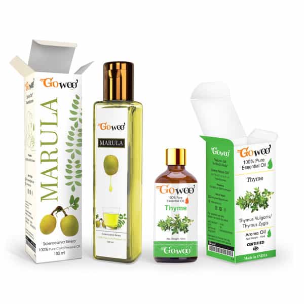 Pack Of 2 Thyme Essential Oil & Marula Carrier Oil - 100% Pure & Natural Oil