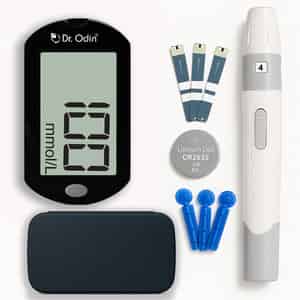 Dr. Odin Ac307 Gdh-Fad Machine With 10 Strips & Lancets & Lancing Device Glucometer Kit (Black)
