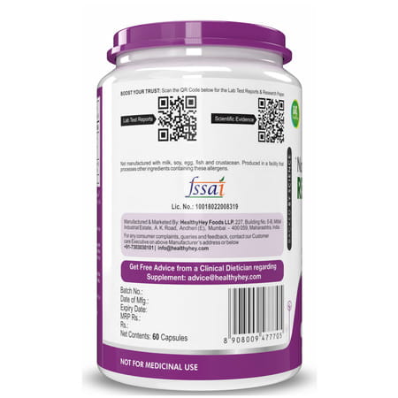 Healthyhey Nutrition Resveratrol Extract 98% Plus Bioperine - 60 Veg. Capsules