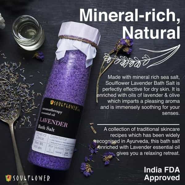 Soulflower Lavender Aroma Bath Salt 500Gm