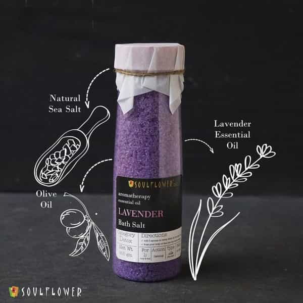 Soulflower Lavender Aroma Bath Salt 500Gm