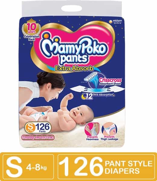 Mamypoko Pants Extra Absorb Diaper - Small Size Pack Of 126 Diapers