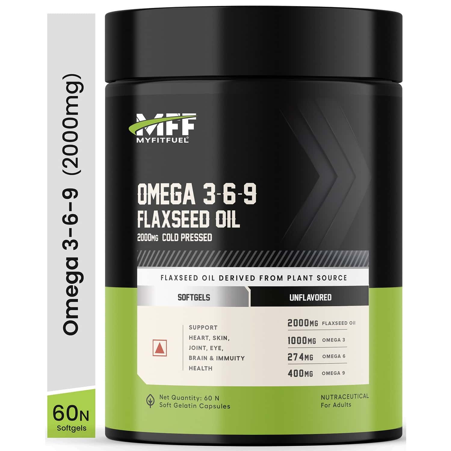Myfitfuel Omega 3 6 9 (flax Seed Oil) | Cold Pressed | 1000mg | 60 Softgels