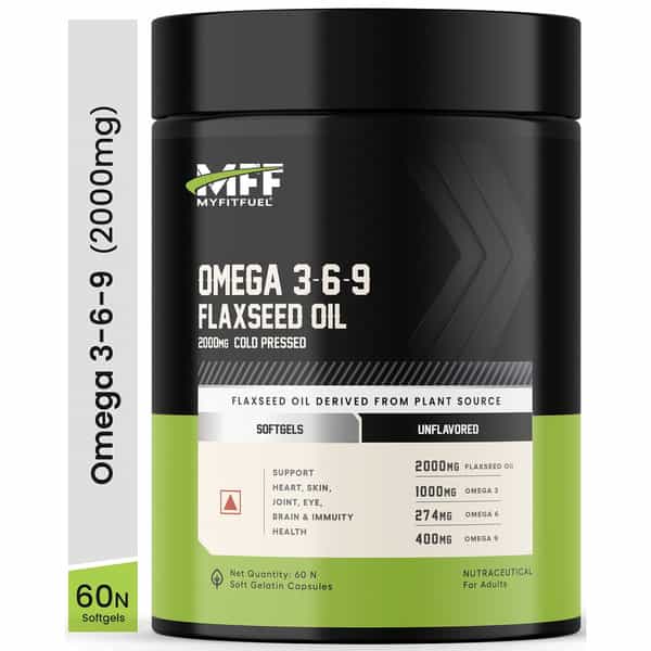 Myfitfuel Omega 3 6 9 (Flax Seed Oil) | Cold Pressed | 1000Mg | 60 Softgels