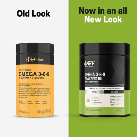 Myfitfuel Omega 3 6 9 (Flax Seed Oil) | Cold Pressed | 1000Mg | 60 Softgels