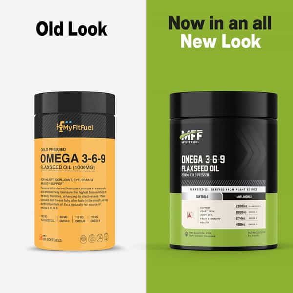 Myfitfuel Omega 3 6 9 (Flax Seed Oil) | Cold Pressed | 1000Mg | 60 Softgels
