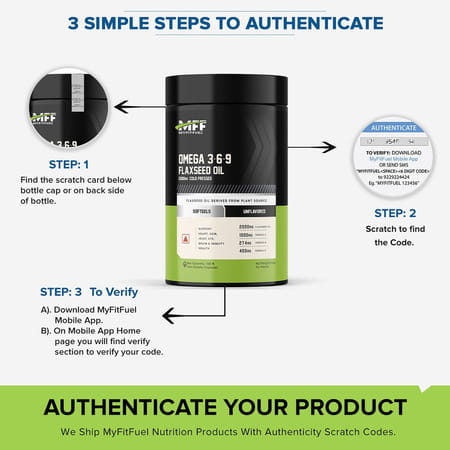 Myfitfuel Omega 3 6 9 (Flax Seed Oil) | Cold Pressed | 1000Mg | 60 Softgels