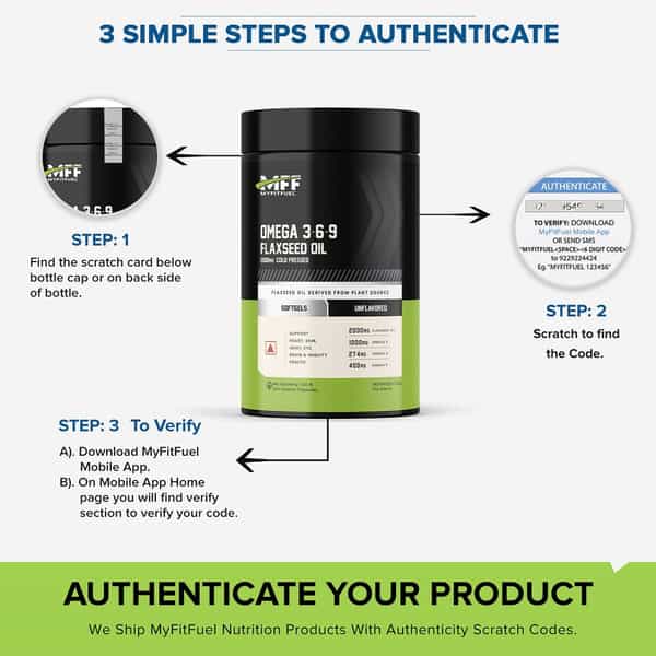 Myfitfuel Omega 3 6 9 (Flax Seed Oil) | Cold Pressed | 1000Mg | 60 Softgels