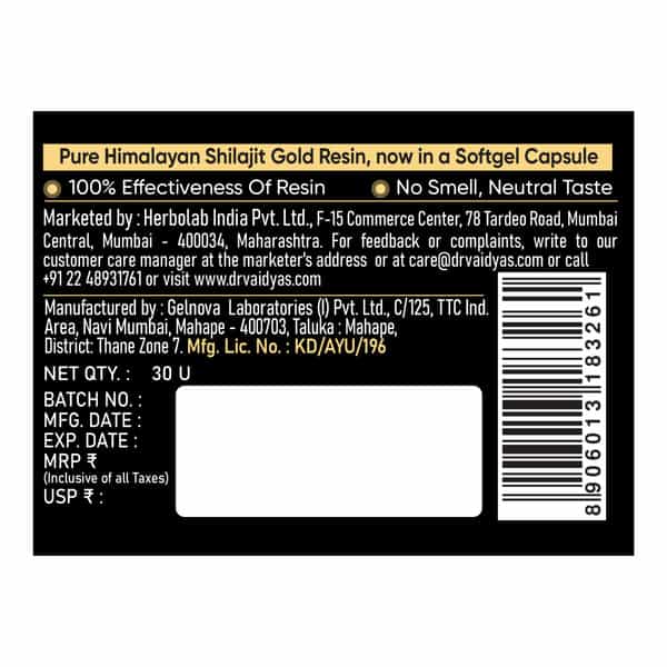 Dr. Vaidya's Herbo24turbo Shilajit Resin Softgel Capsules Pack Of 2