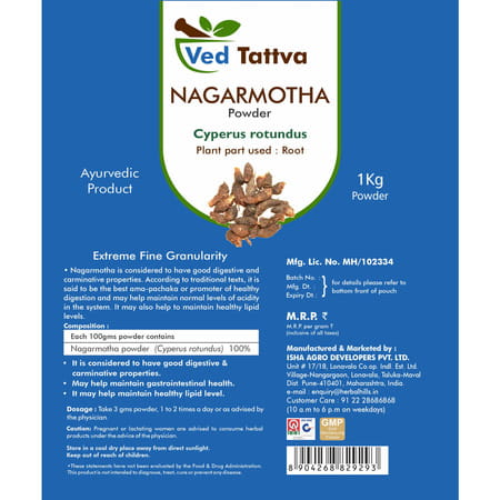 Ved Tattva Nagarmotha Powder - 1 Kg Natural Cyperus Rotundus Powder