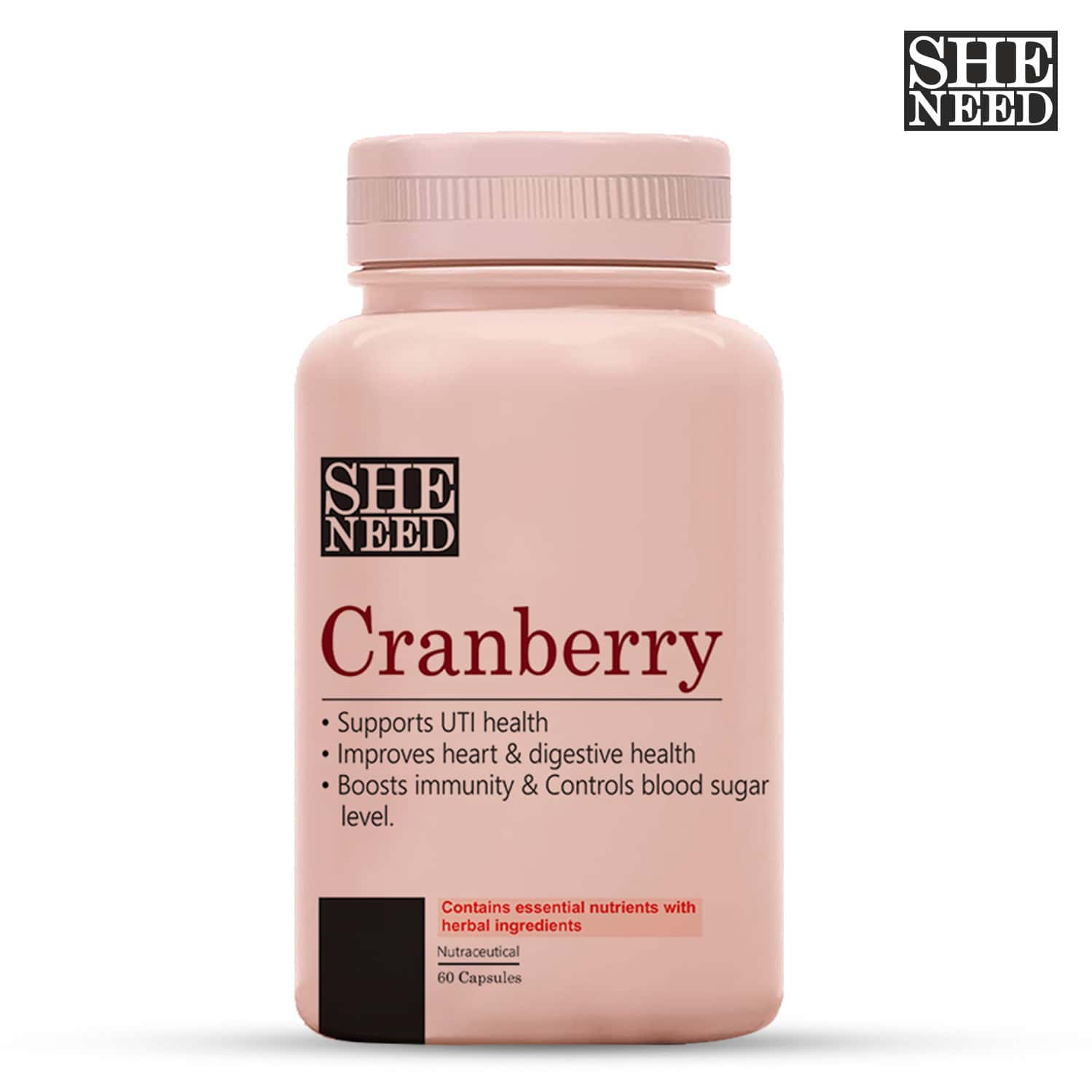 Sheneed Crave For Cranberry Supplements (400mg) - Supports Uti & Digestive Health- 60 Capsules