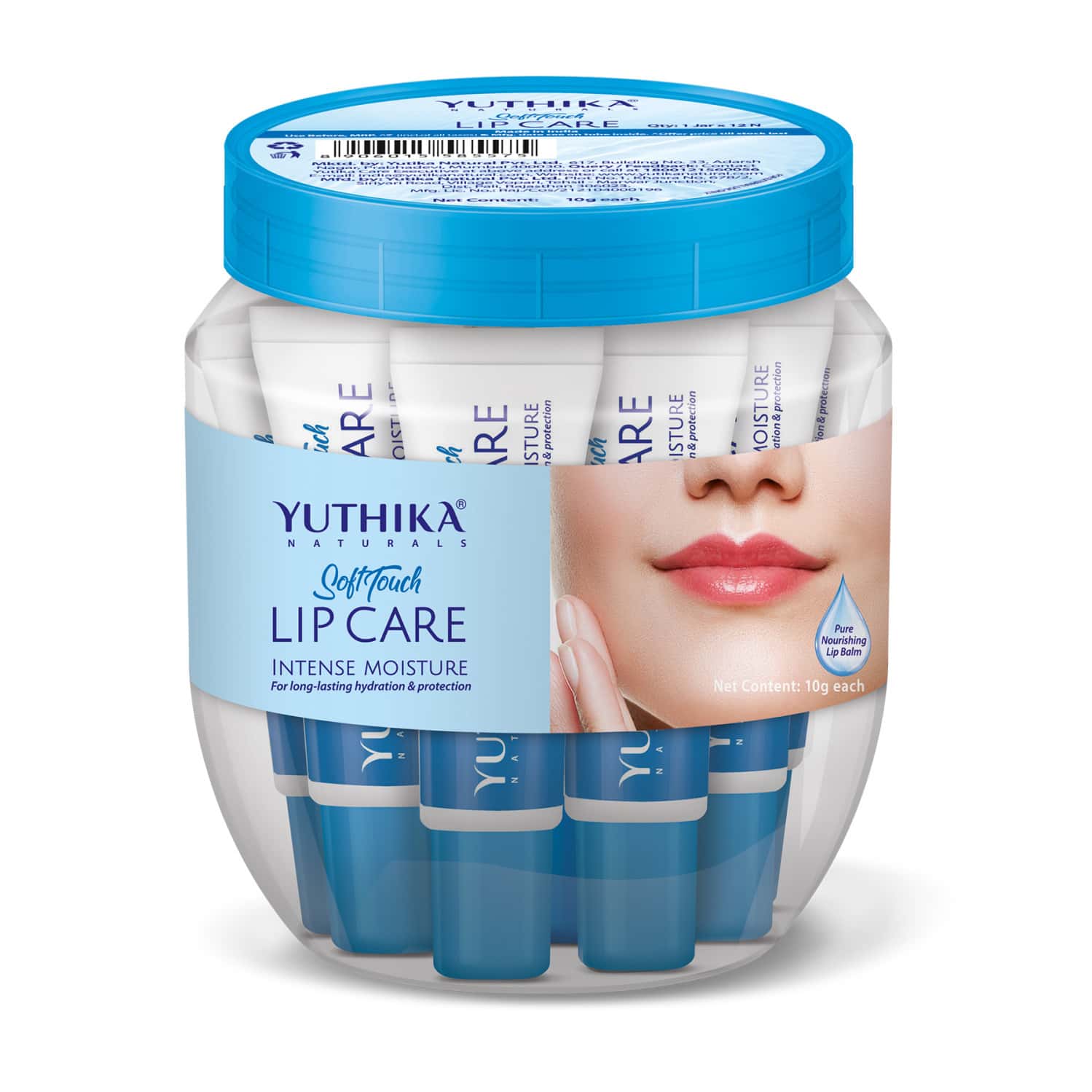 Yuthika Lip Care Balm 10g Pack Of 12 | Intense Moisture | Soft Touch Lip Balm (jar Pack)