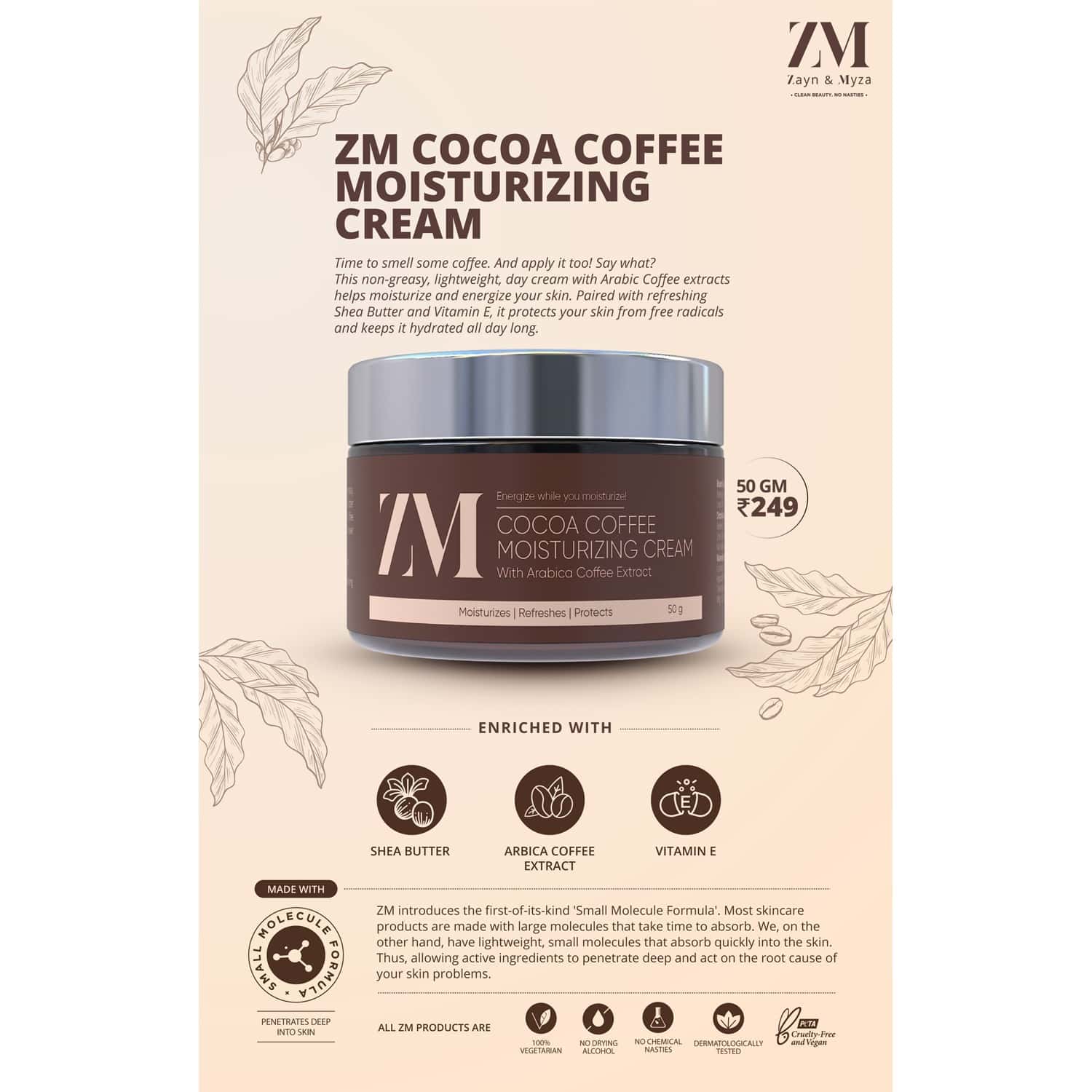 Buy ZAYN & MYZA_COCOA COFFEE MOISTURIZING CREAM 50 GM Online & Get Upto