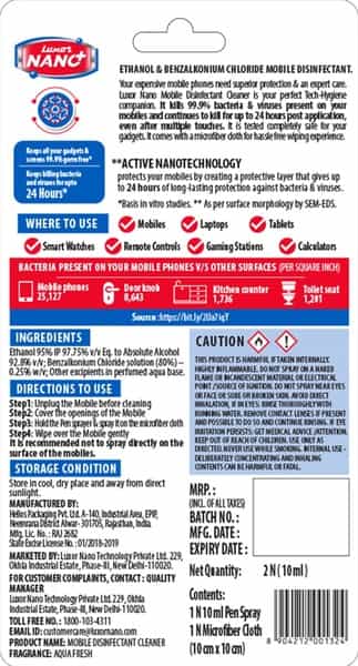 Luxor Nano Mobile Disinfectant Cleaner - 10Ml On-The-Go