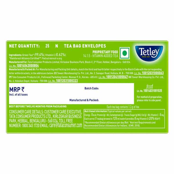 Tetley Green Tea Classic Immune With Added Vitamin C 25 Tea Bags