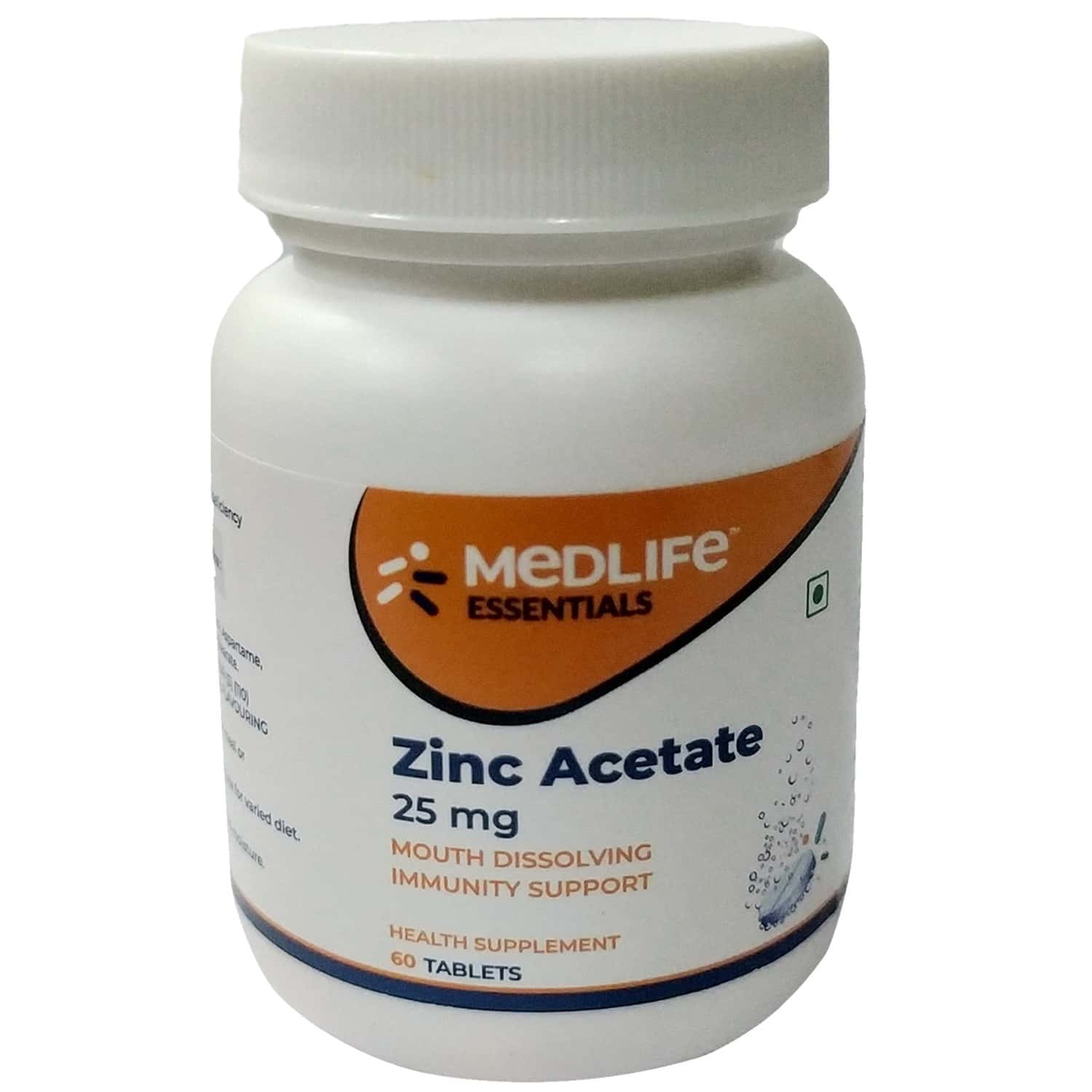 Buy MEDLIFE ESSENTIAL ZINC ACETATE 25 MG TABLET 60 Online & Get Upto 60