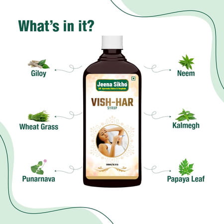Jeena Sikho Vish Har Ras Syrup | Ayurvedic Sugar-Free Cough Syrup | 500 Ml
