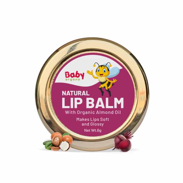 Babyorgano Natural Lip Balm For Kids Beetroot Flavor Enriched With Essential Oils 8Gm
