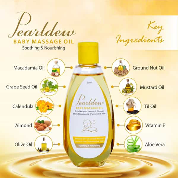 Pearldew Baby Massage Oil 100 Ml | With Almond Oil | Aloe & Mustard Oil (Pack Of 4)