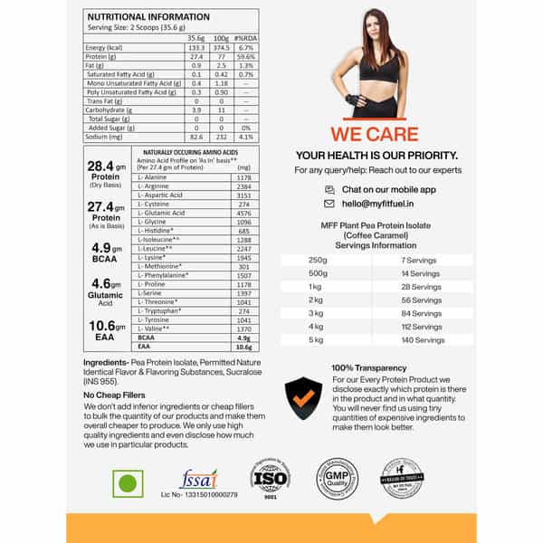 Myfitfuel Plant Pea Protein Isolate | 500G | (Coffee Caramel) | Easy To Digest Plant Protein