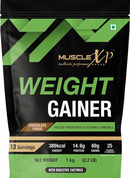Musclexp Weight Gainer With 25 Vitamins And Minerals Digestive Enzymes 1Kg Pouch (2.2 Lb)