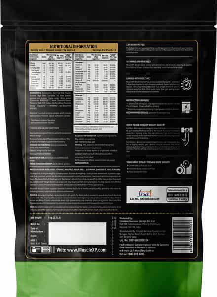 Musclexp Weight Gainer With 25 Vitamins And Minerals Digestive Enzymes 1Kg Pouch (2.2 Lb)