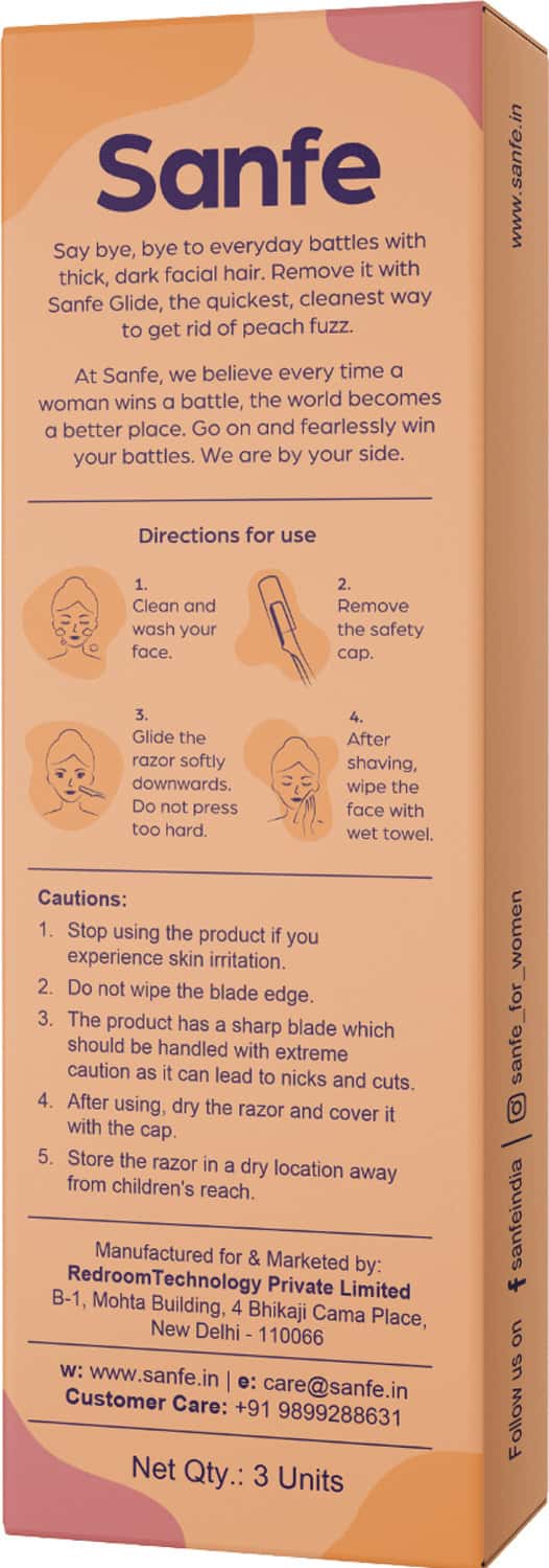 Buy SANFE GLIDE FACE RAZOR FOR PAINFREE FACIAL HAIR REMOVAL (3 UNITS
