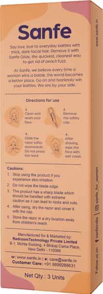 Sanfe Glide Face Razor For Painfree Facial Hair Removal (3 Units)