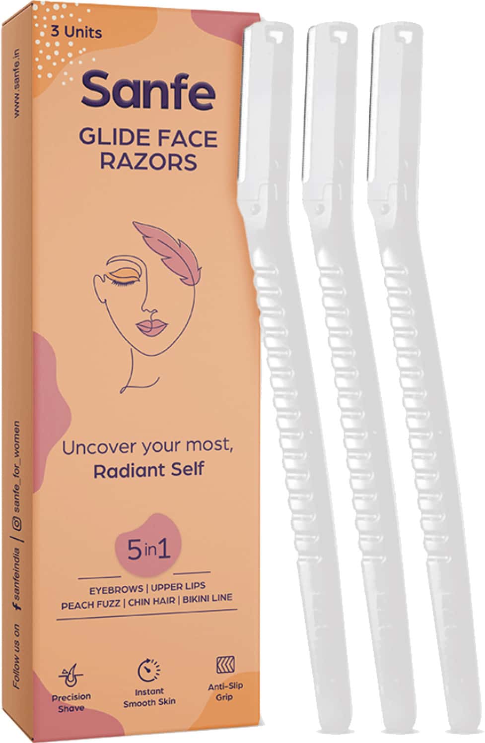 Buy SANFE GLIDE FACE RAZOR FOR PAINFREE FACIAL HAIR REMOVAL (3 UNITS) Online & Get Upto 60 OFF