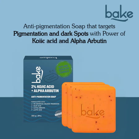 Bake 2% Kojic Soap With Arbutin & Niacinamide For Dark Spots & Tan (Pack Of 3)
