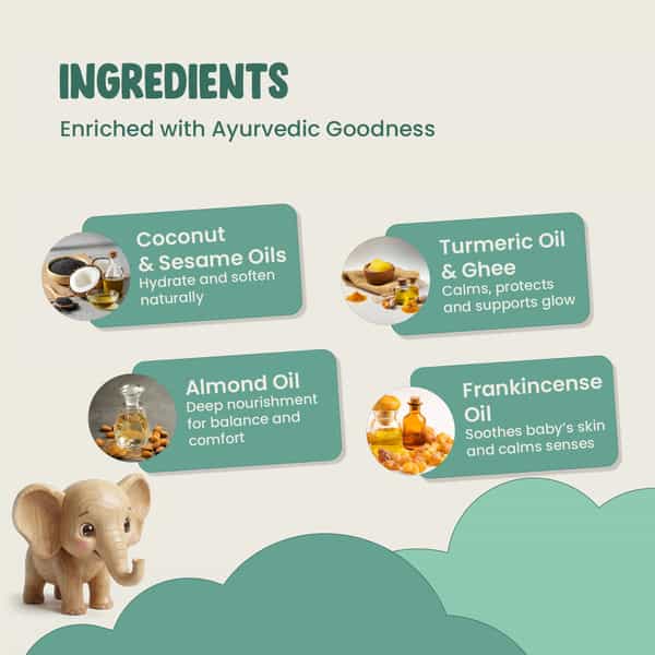 Green Milk Green Cuddle Baby Massage Oil Coconut | Almond | Ghee & Turmeric 3+ Months | 200 Ml