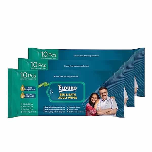 Elduro Wipes | Wet Tissues Wipes For Adults Bed And Bath Unisex Adult - Pack Of 3 (30 Counts)