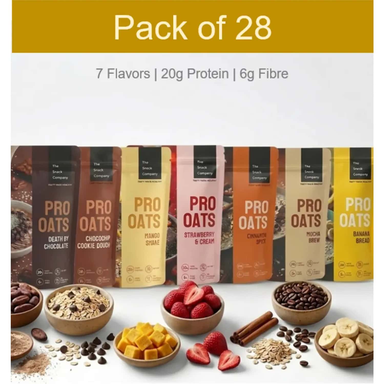 The Snack Company Assorted Flavors Of Protein Oats Monthly Pack | Pack Of 28