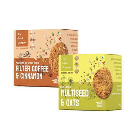 The Snack Company Cookies Combo - Multiseed & Oats + Filter Coffee 7& Cinnamon - 2x210g