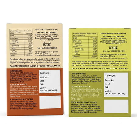 The Snack Company Cookies Combo - Multiseed & Oats + Filter Coffee 7& Cinnamon - 2X210g