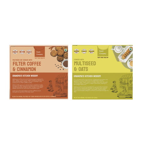 The Snack Company Cookies Combo - Multiseed & Oats + Filter Coffee 7& Cinnamon - 2X210g