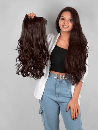 Streak Street Clip-In 24" Semi-Wavy Dark Brown Hair Extensions