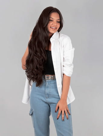 Streak Street Clip-In 24" Semi-Wavy Dark Brown Hair Extensions
