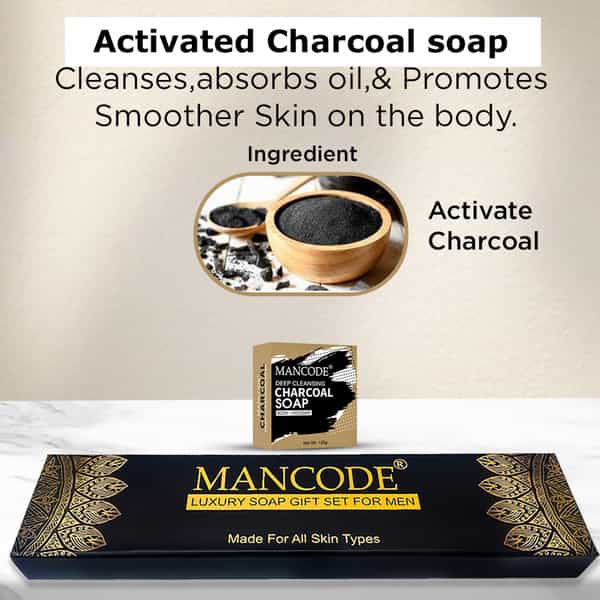 Mancode Luxury Charcoal Soap Gift Set 5 X 125Gm For Men
