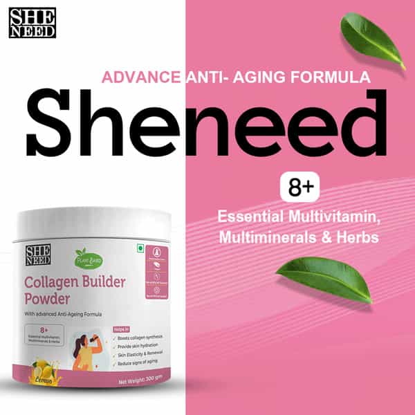 Sheneed Plant Based Collagen Builder Powder With Advanced Anti-Aging Formula- 300Gm
