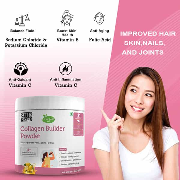 Sheneed Plant Based Collagen Builder Powder With Advanced Anti-Aging Formula- 300Gm