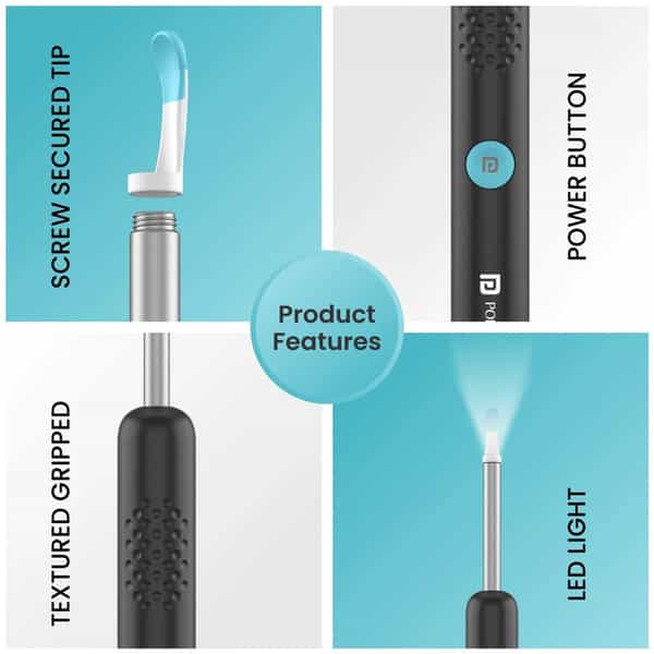 Portronics Cleansify Por-1564 - Ear Cleaner Stick Black