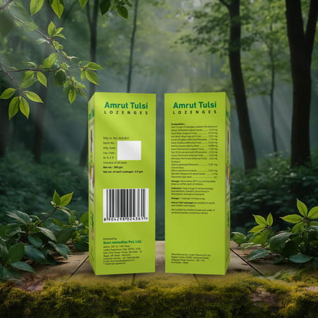 Amrut Tulsi Lozenges (Ginger Mint Flavour) 6 Tab | Cough & Sore Throat (Pack Of 20)