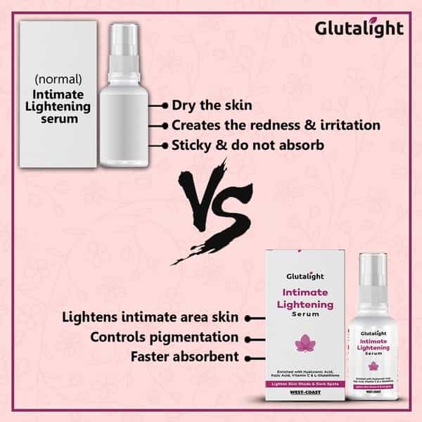 Glutalight Intimate Lightening Serum For Lighten Skin Shade & Dark Spots - 30Ml