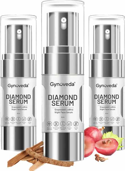 Gynoveda Diamond Night Face Serum For Pore Tightening Glowing Skin With Lodhra & Grapeseed. 90Ml