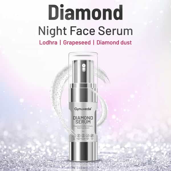 Gynoveda Diamond Night Face Serum For Pore Tightening Glowing Skin With Lodhra & Grapeseed. 90Ml